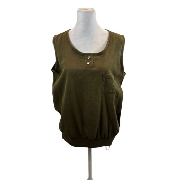 Ladies Vintage Joan Harper Green Sleeveless Blouse Size 12 - Picture 4 of 10
